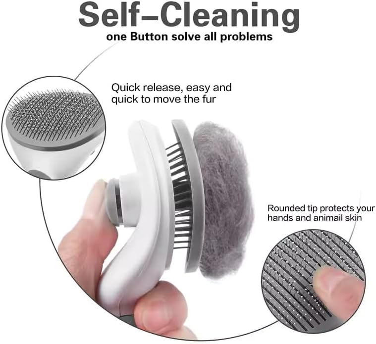 Cuisine Art Pet Cat Brush for Shedding and Grooming, Dog Hair Removal Brush, Pet Groomer Shedding Grooming Tools Combs Rakes, Cats Brush for Short or Long Haired Removes Loose Hair & Tangles
