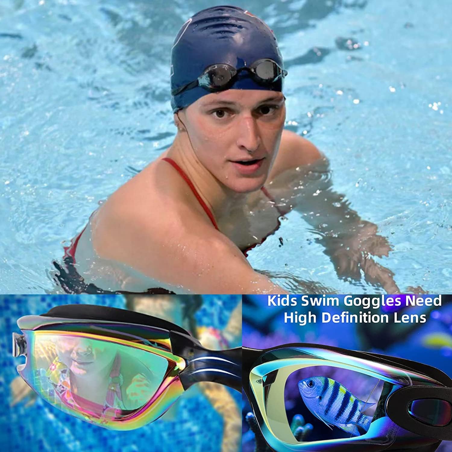 Kids Swim Goggles, Pack of 2 Swimming Goggles for Kids Children Boys & Girls Teens Age 3-18