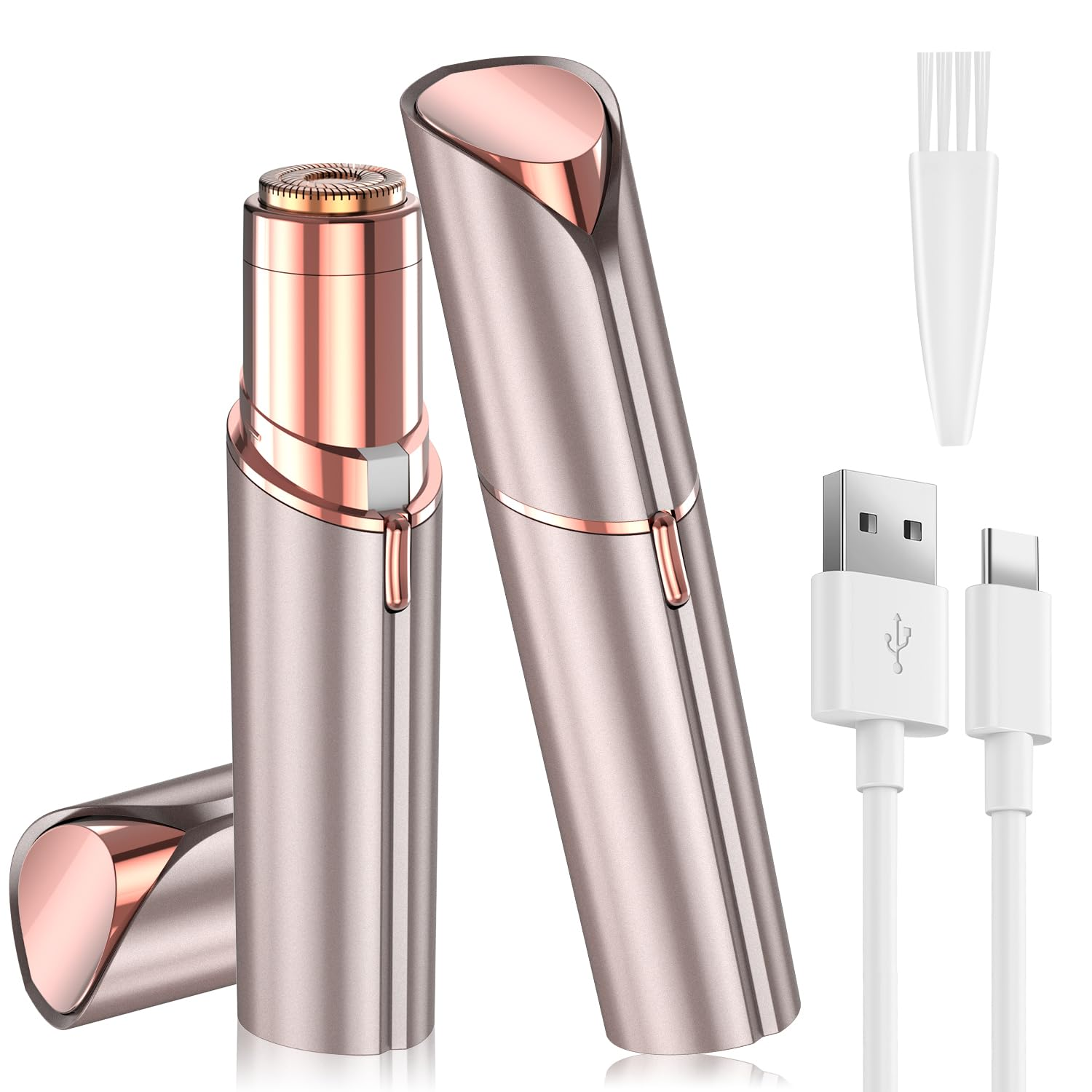 Facial Hair Remover for Women, Face Hair Trimmer, Rechargeable Women's Facial Shaver, Painless Lady Shavers for Women for Face Hair, Upper Lips, Peach Fuzz, Bikini Body-White