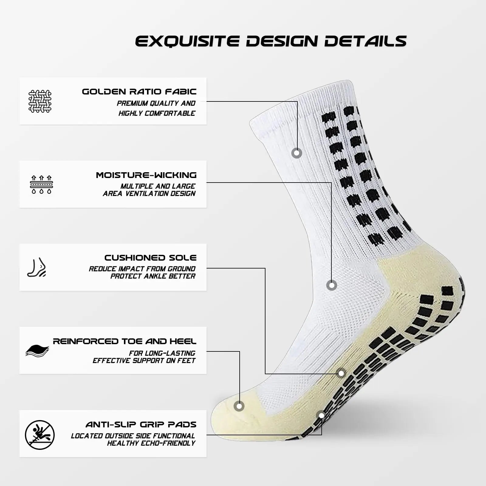 4 Pair Men's Soccer Socks Anti Slip Non Slip Grip Pads for Football Basketball Sports Grip Socks